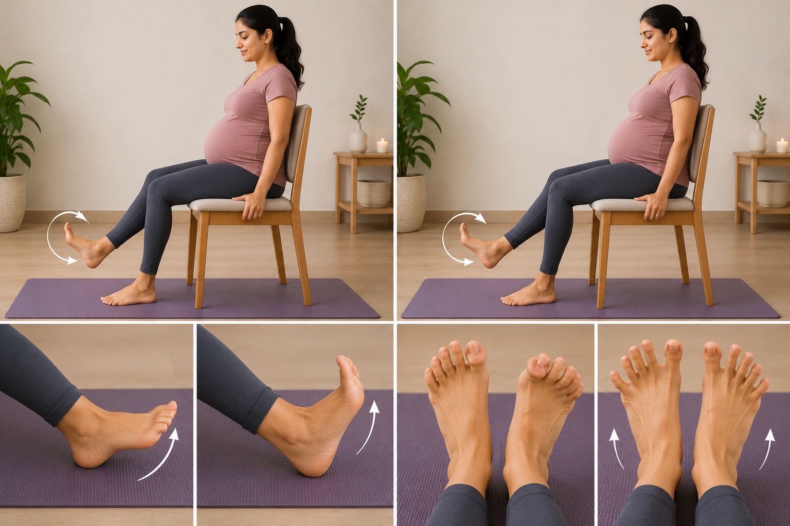 How Prenatal Yoga Can Help Reduce Swollen Feet During Pregnancy? 3 Seated ankle rotations and toe stretches