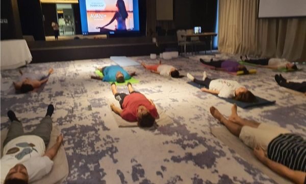 Corporate yoga session